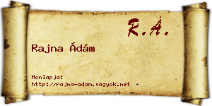 Rajna Ádám névjegykártya